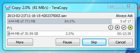 Программа TeraCopy для улучшеного копирования